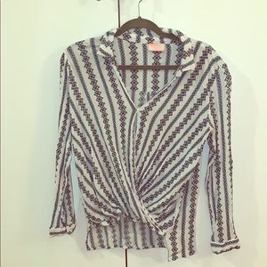 Blue and white blouse